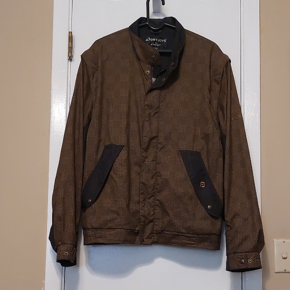 DryJoys By FootJoy Brown Checkered Men's Jacket/Vest
